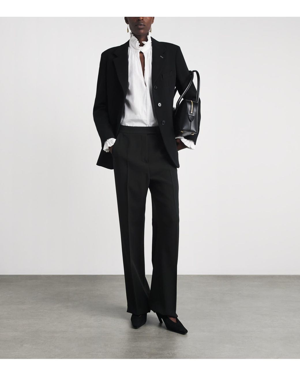 Max Mara Black Virgin Wool Palazzo Trousers