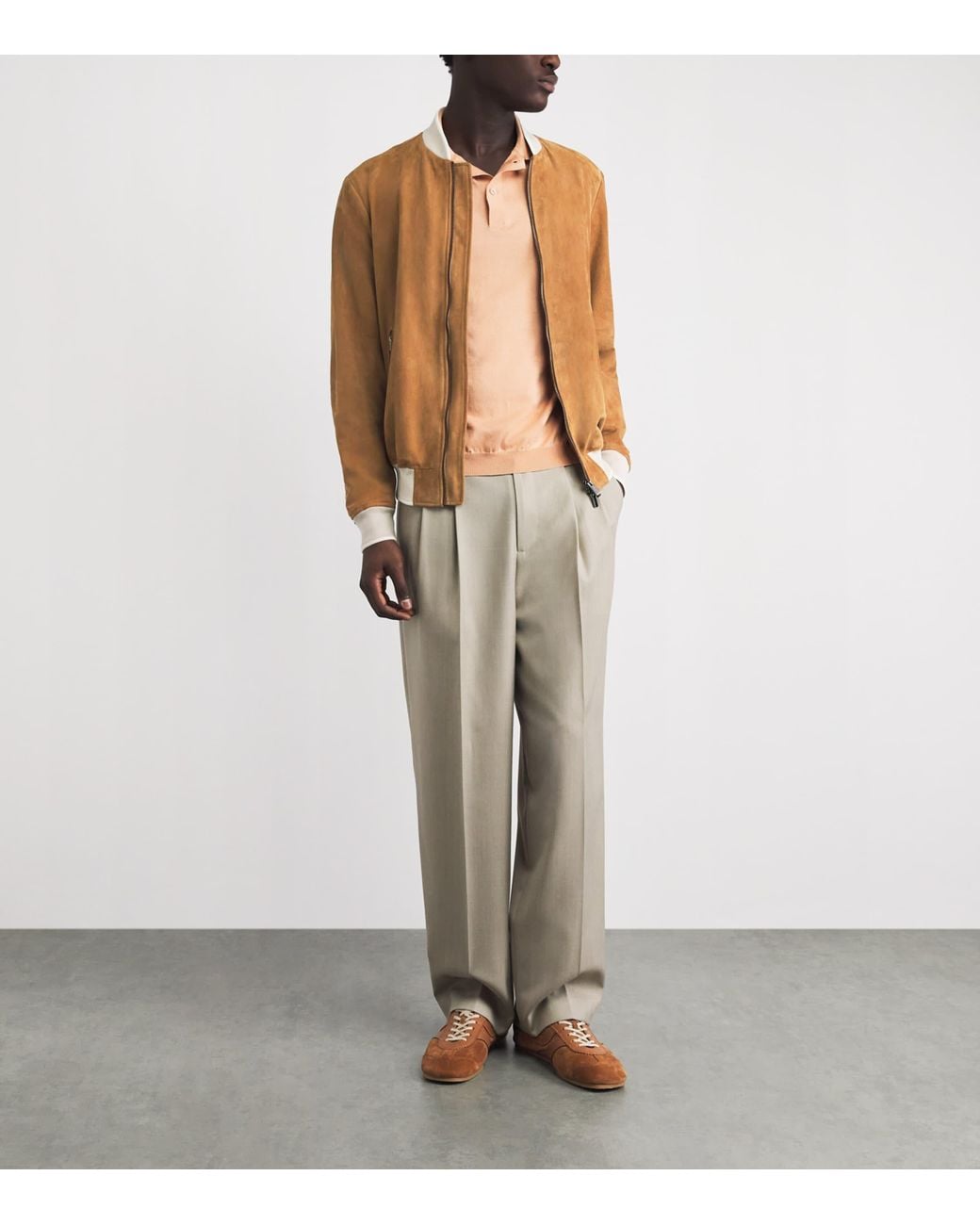 Paul & Shark Brown Aqualeather Bomber Jacket for men