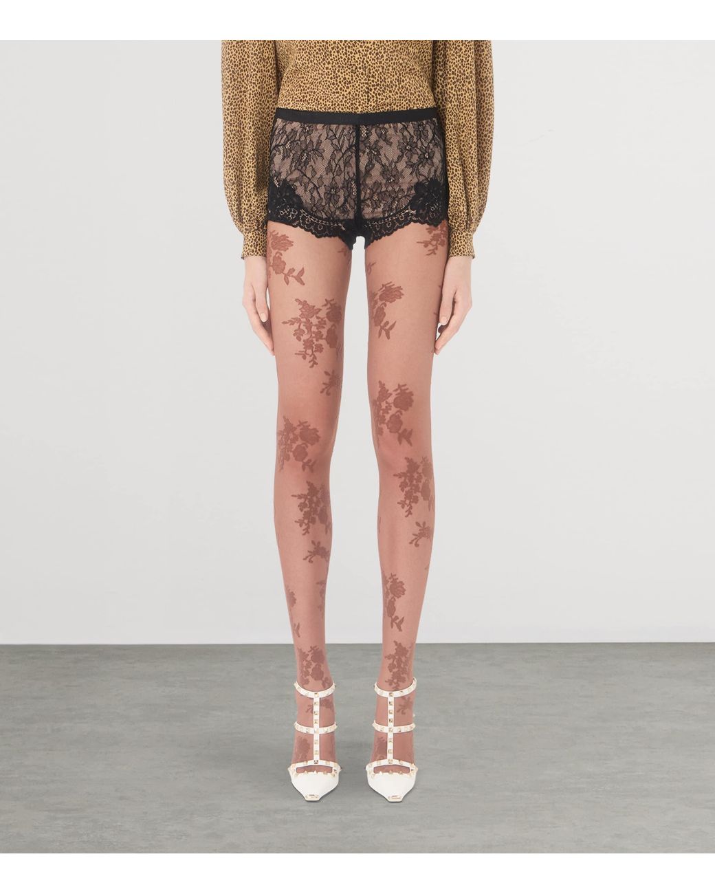 Valentino Brown Lace Shorts