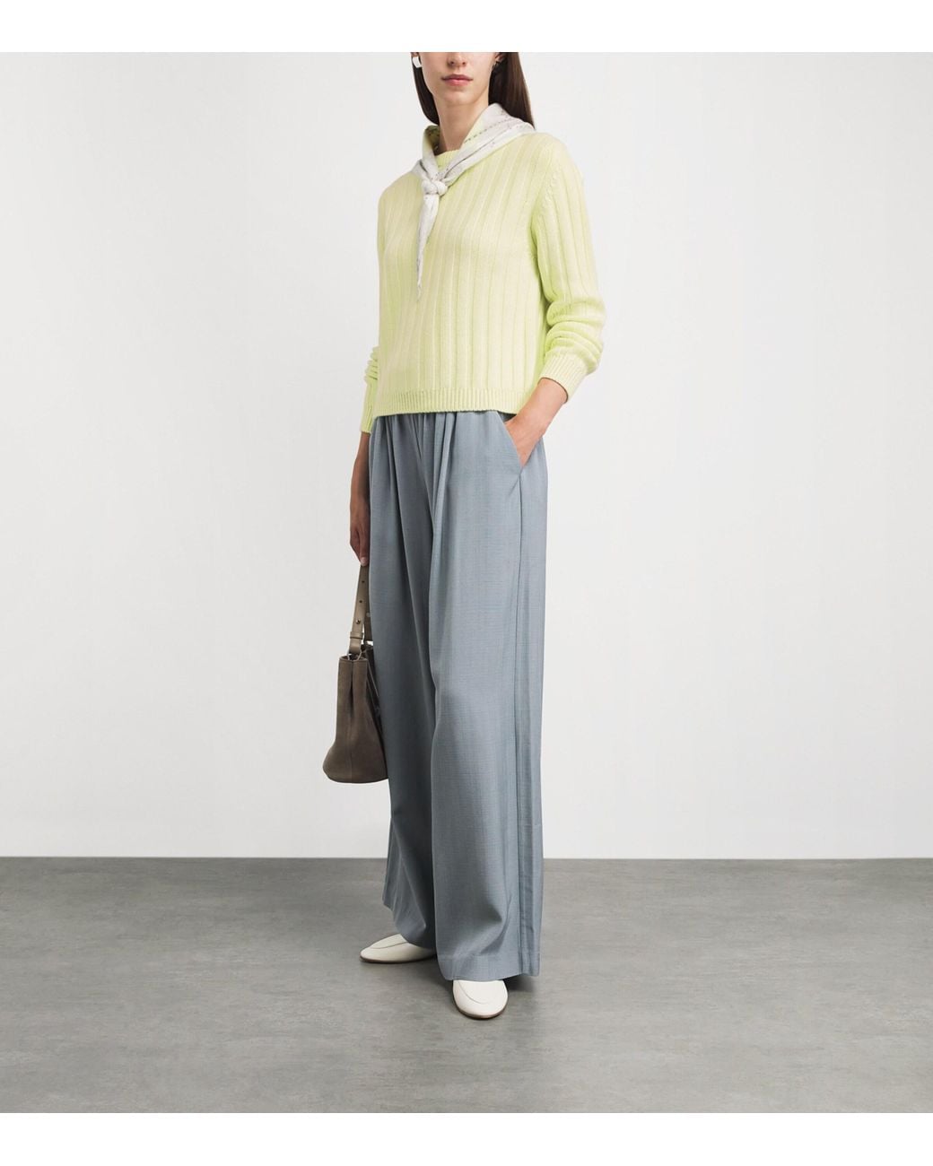 Johnstons Yellow Cashmere Ribbed Lecht Sweater