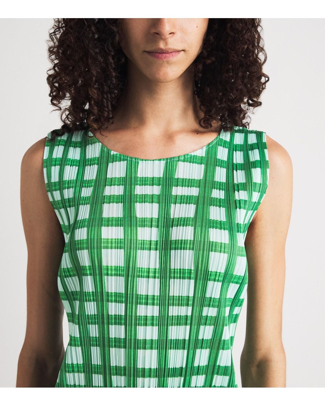Pleats Please Issey Miyake Green Basket Midi Dress