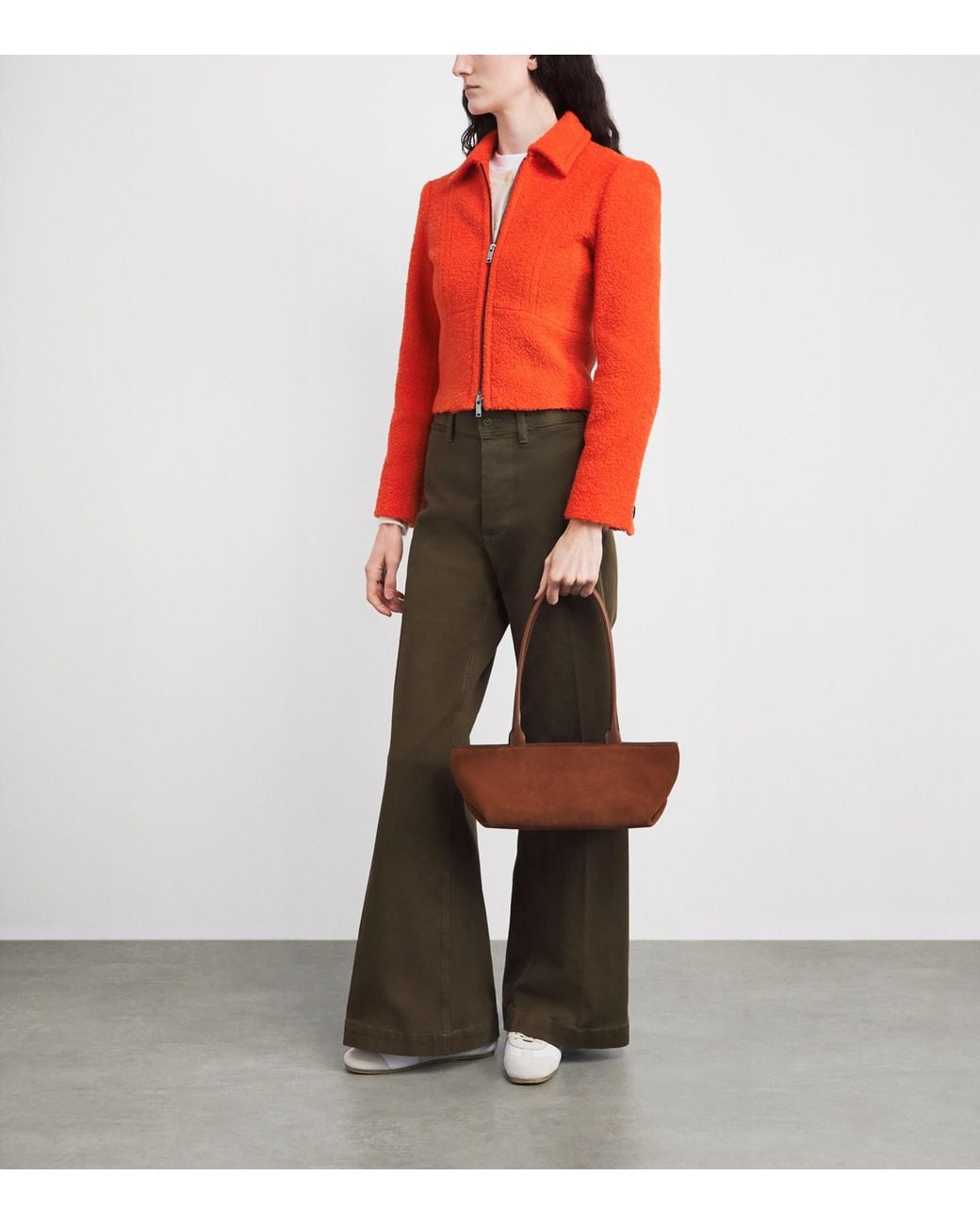 ME+EM Red Wool-Blend Bouclé Cropped Jacket