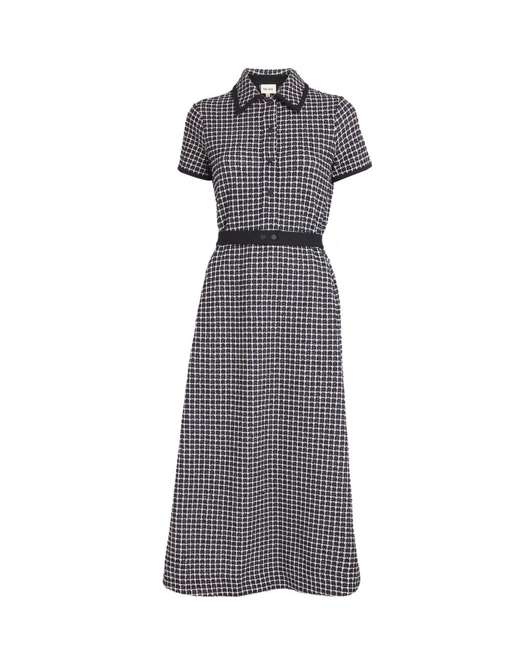 ME+EM Gray Jacquard Midi Shirt Dress