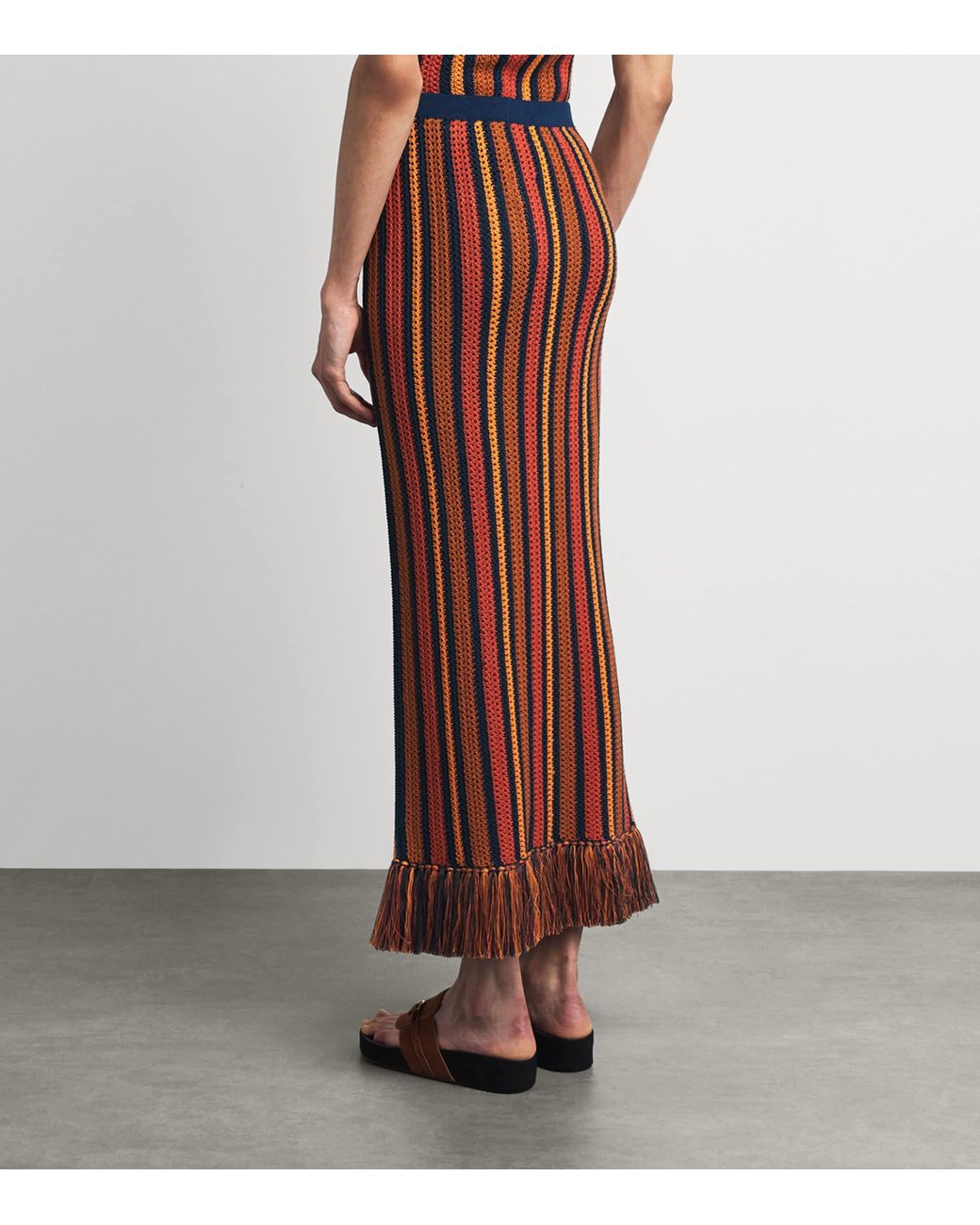 Escvdo Brown Fringe Misti Maxi Skirt