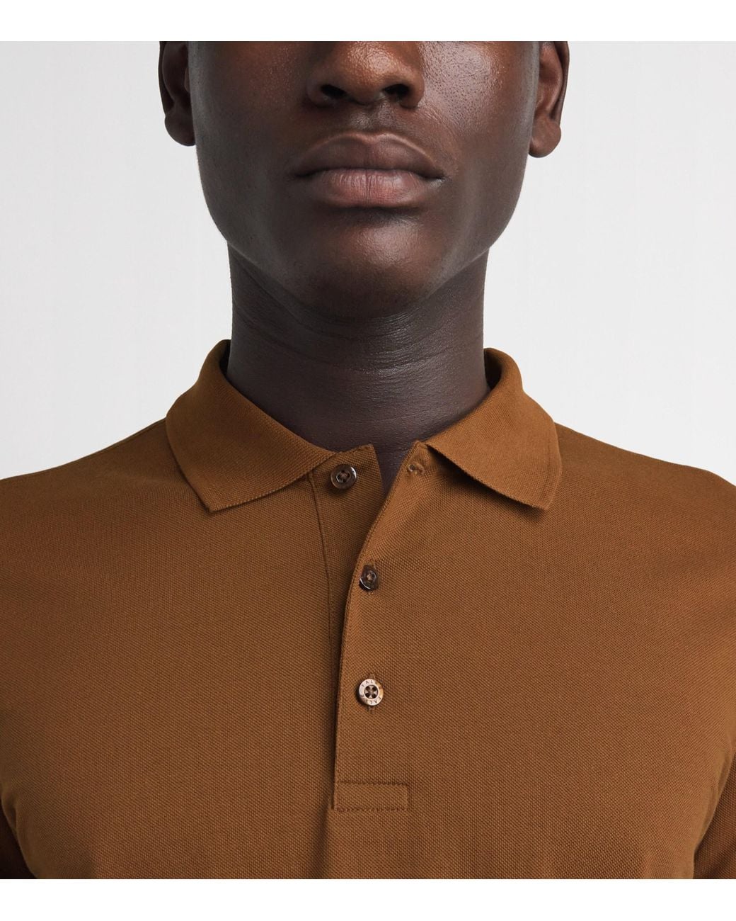 Falke Brown Pima Cotton Piqué Polo Shirt for men
