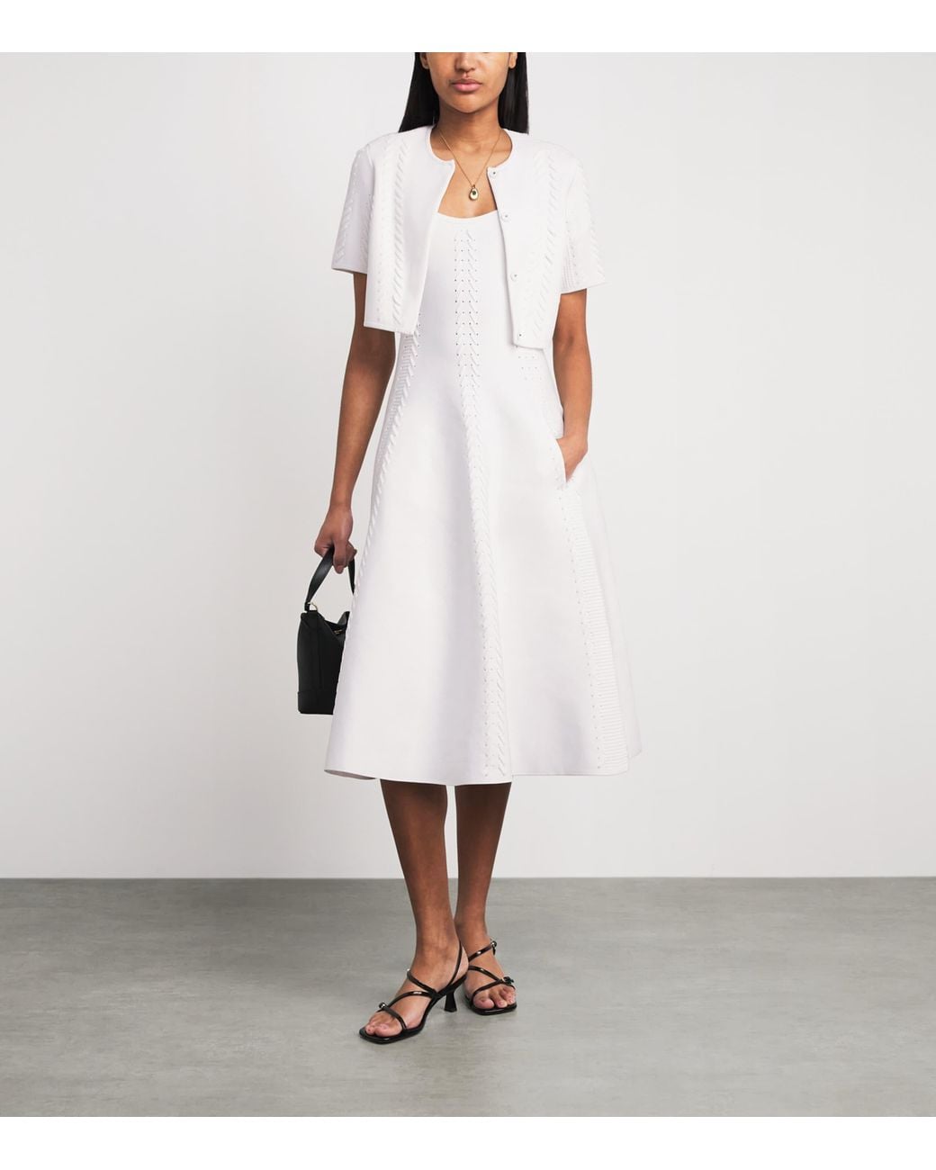 Maje White Knit Midi Dress