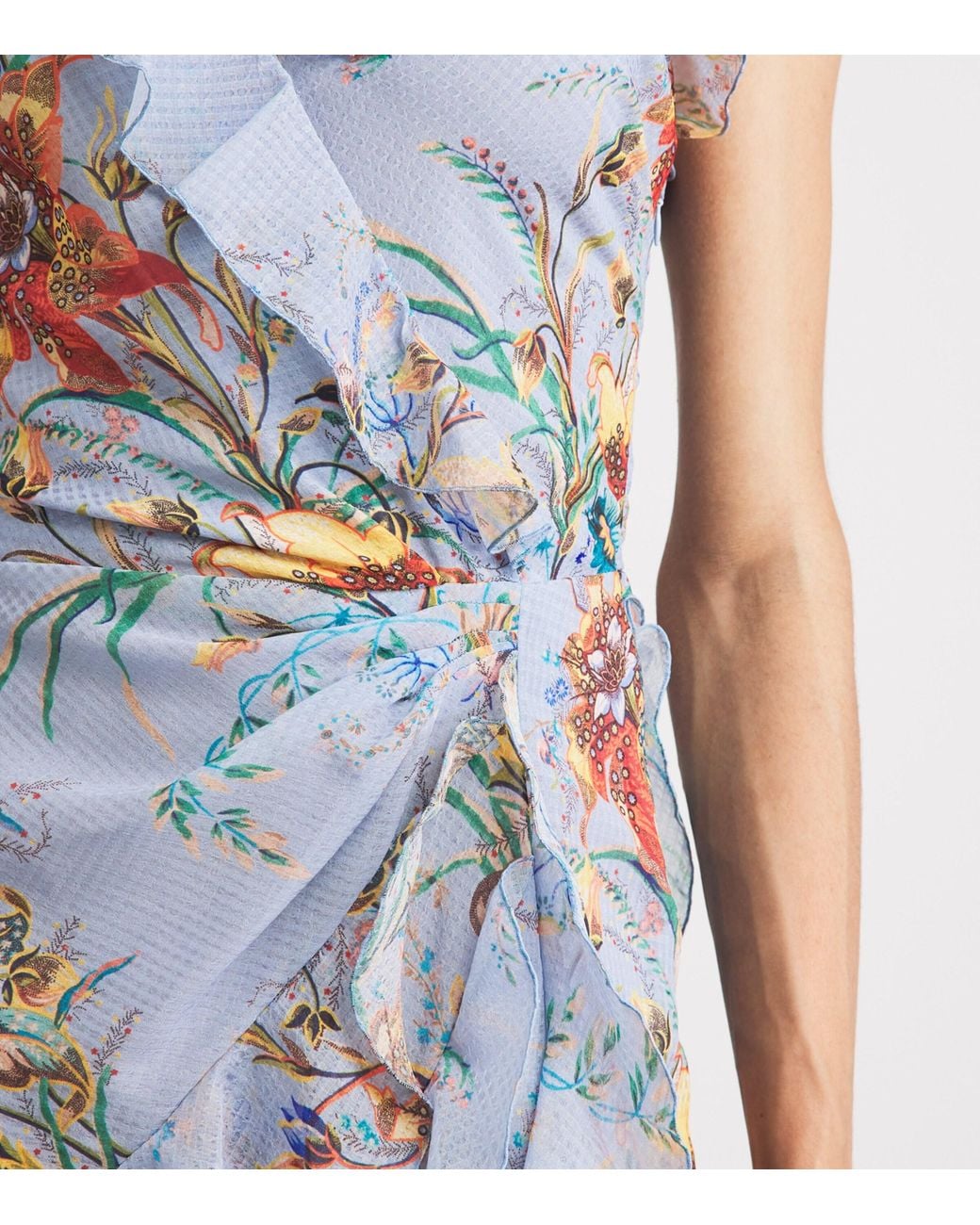 Etro Blue Ruffled Floral Maxi Dress