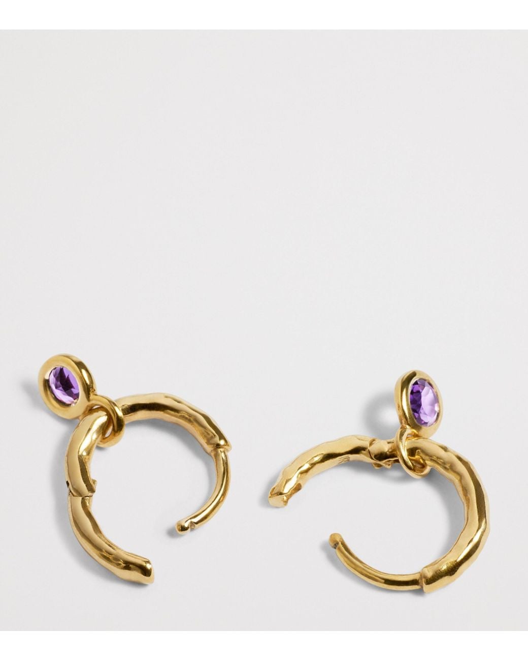 Monica Vinader Metallic Vermeil And Amethyst February Birthstone Huggie Earrings