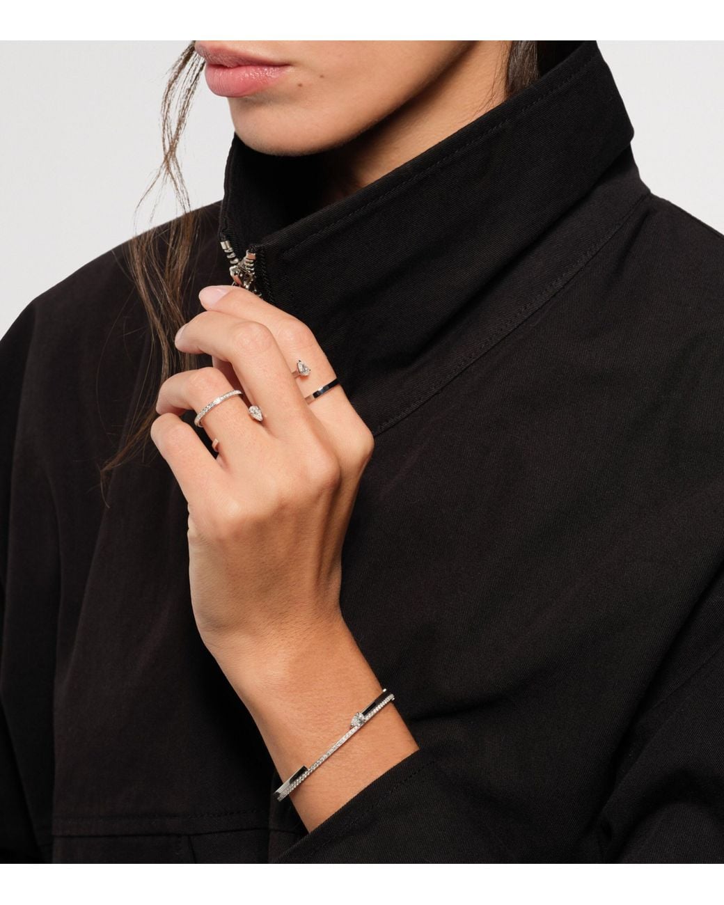 Repossi White And Diamond Serti Sur Vide Ring