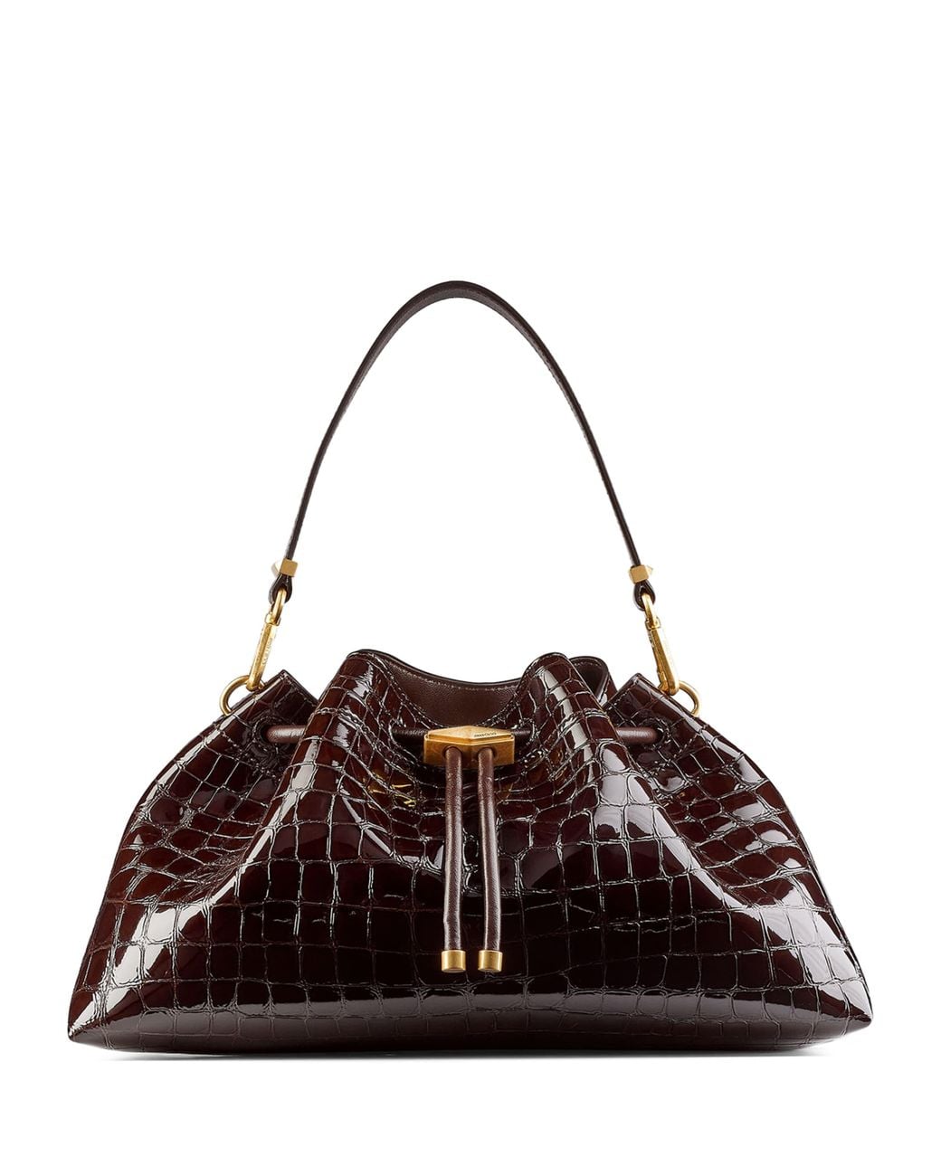 Jimmy Choo Brown Medium Cinch Leather Shoulder Bag