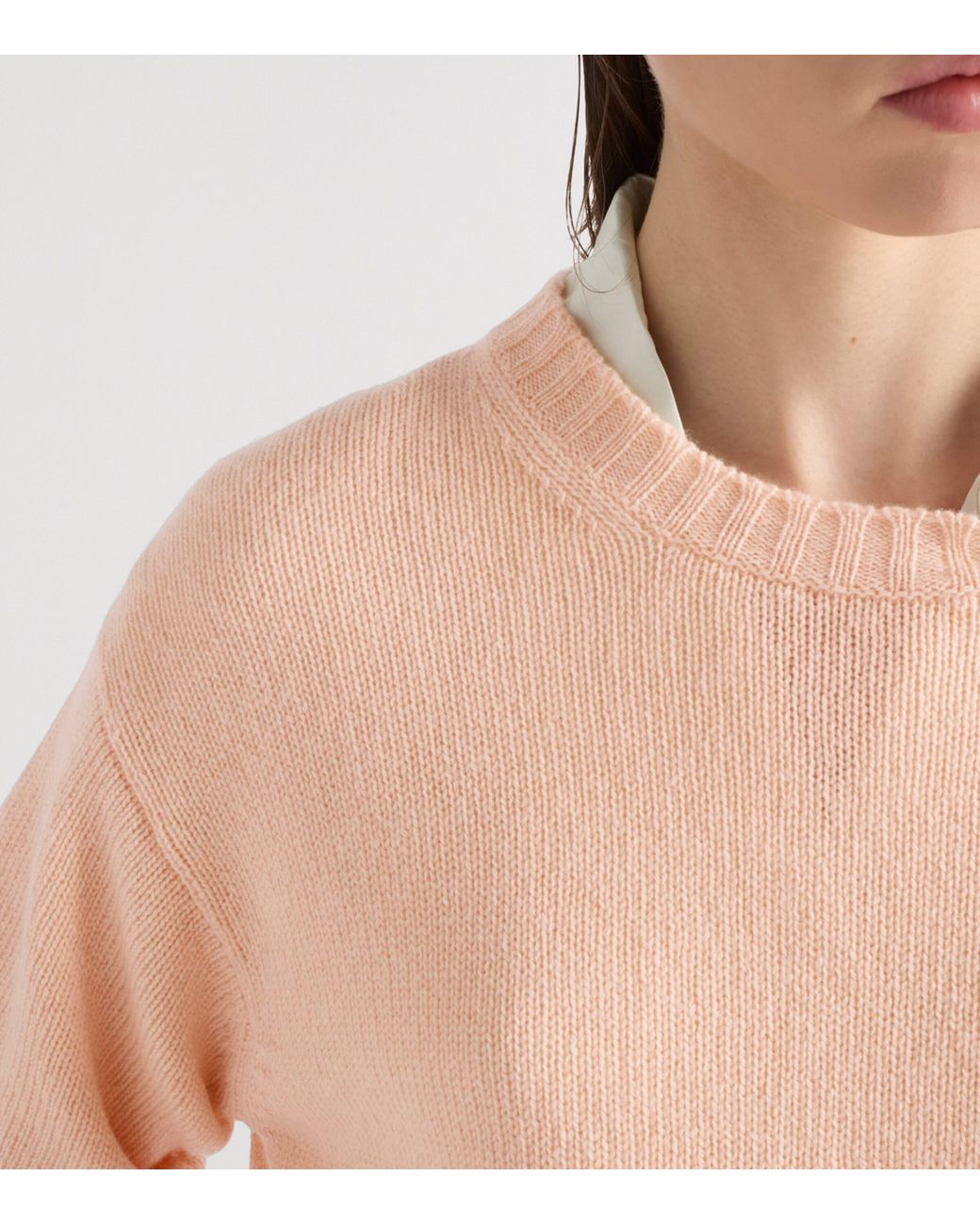 Prada Natural Wool-Cashmere Short-Sleeve Sweater