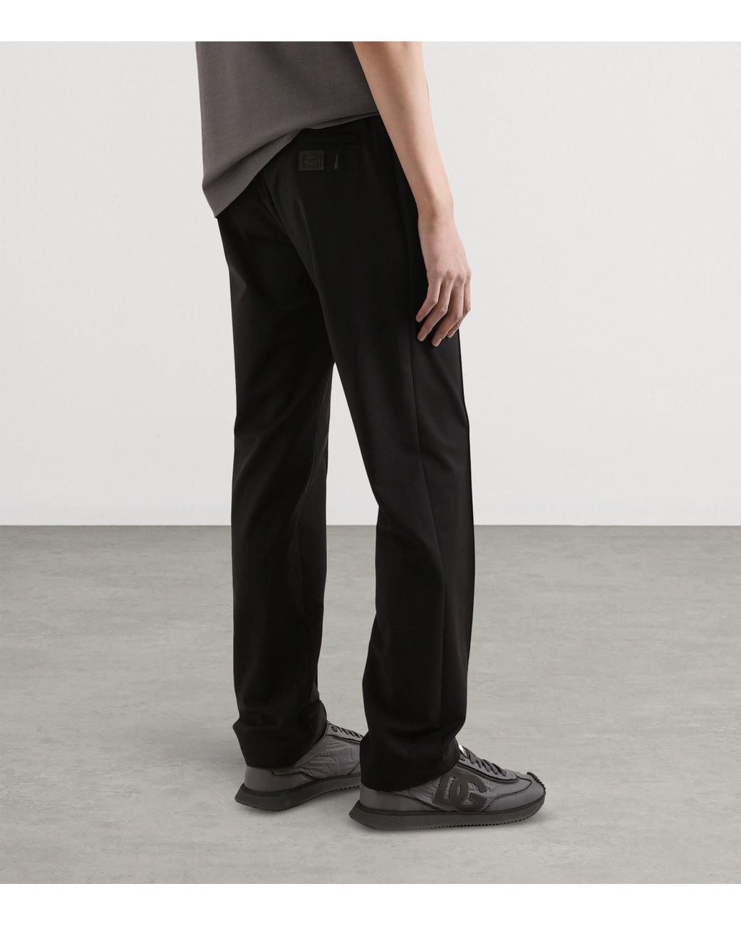Dolce & Gabbana Black Wool-Blend Pleated Drawstring Trousers for men