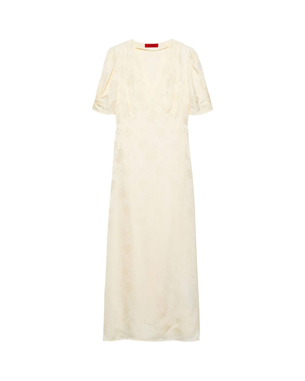 MAX&Co. White Satin V-Neck Midi Dress