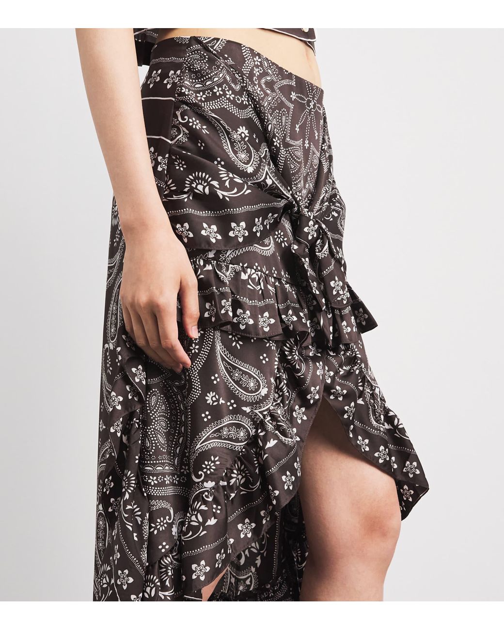Sandro Gray Satin Bandana Asymmetric Midi Shirt