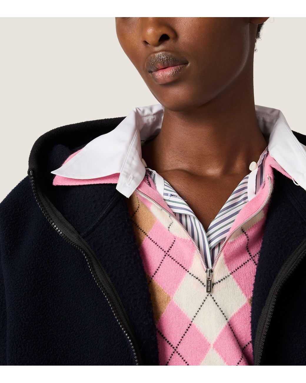 Miu Miu Black Fleece Zip-Up Hoodie