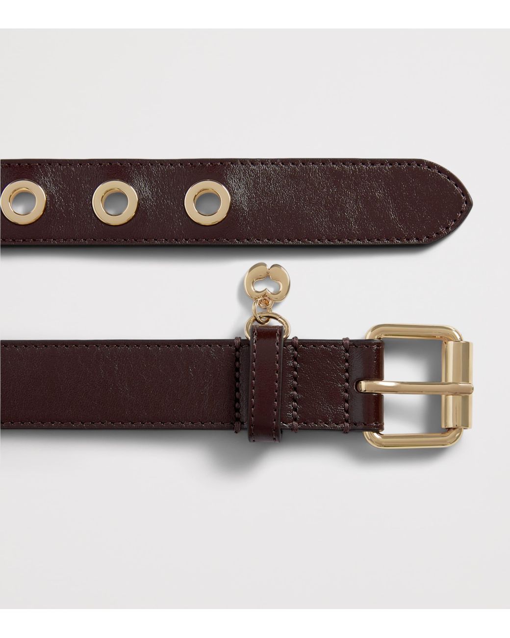 Maje Brown Leather Eyelet Belt