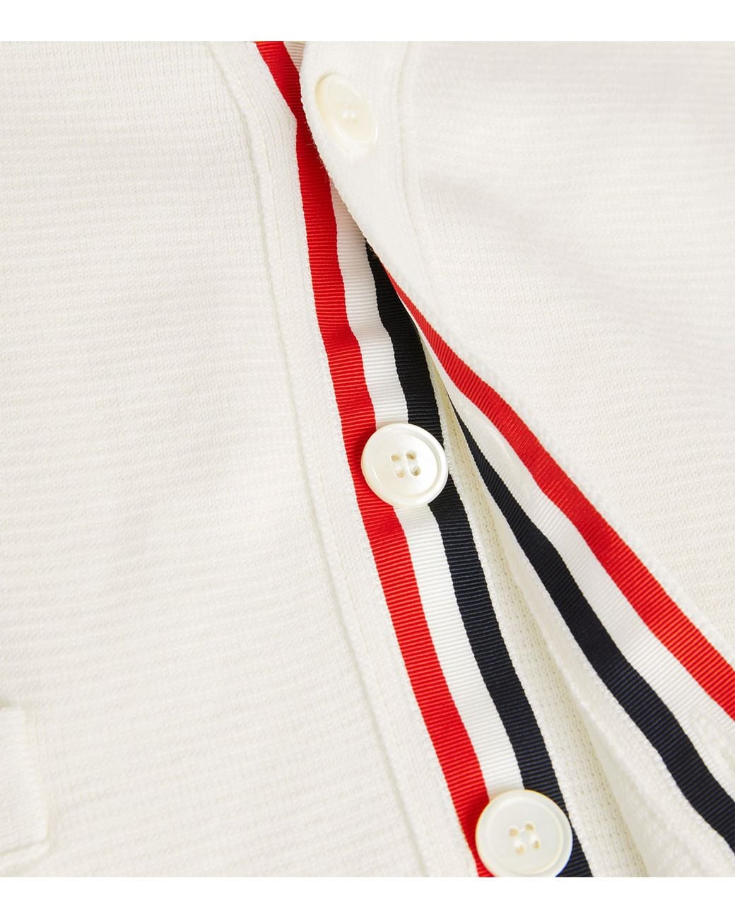 Thom Browne White Cotton V-Neck Cardigan for men