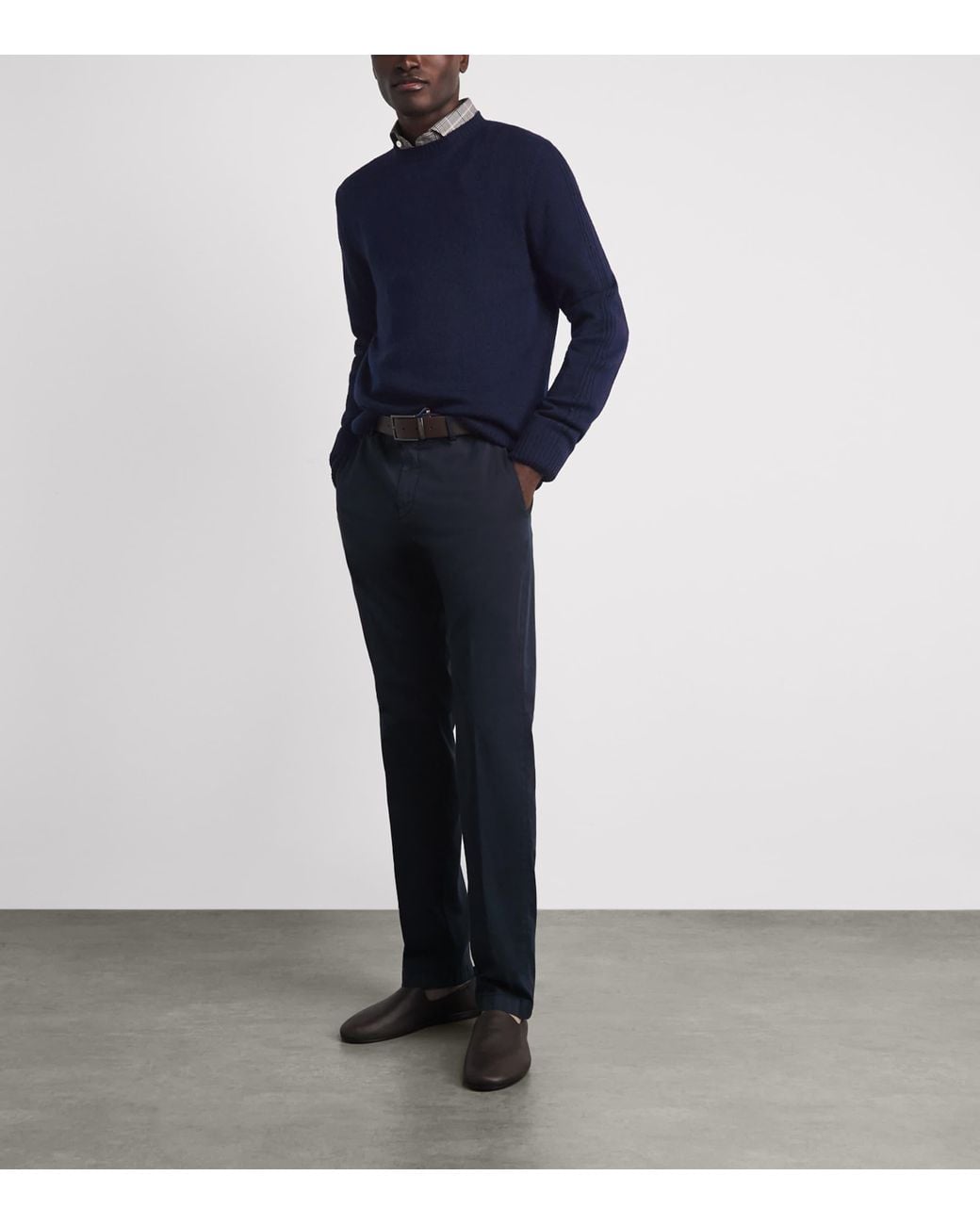 Corneliani Blue Virgin Wool-Blend Crew-Neck Sweater for men