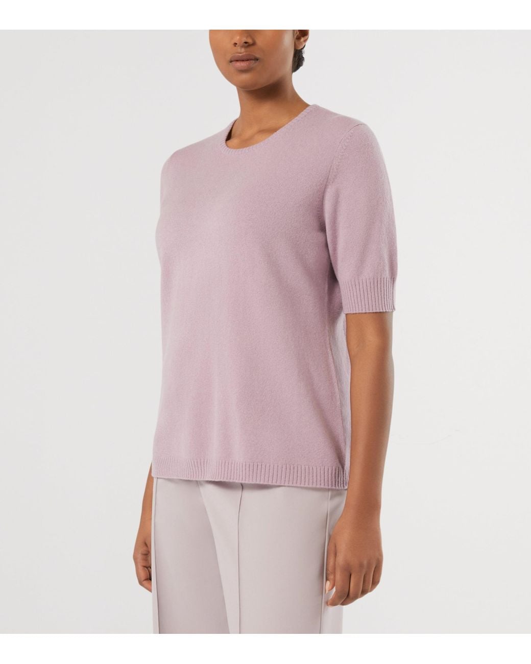Marina Rinaldi Pink Cashmere Short-Sleeve Sweater