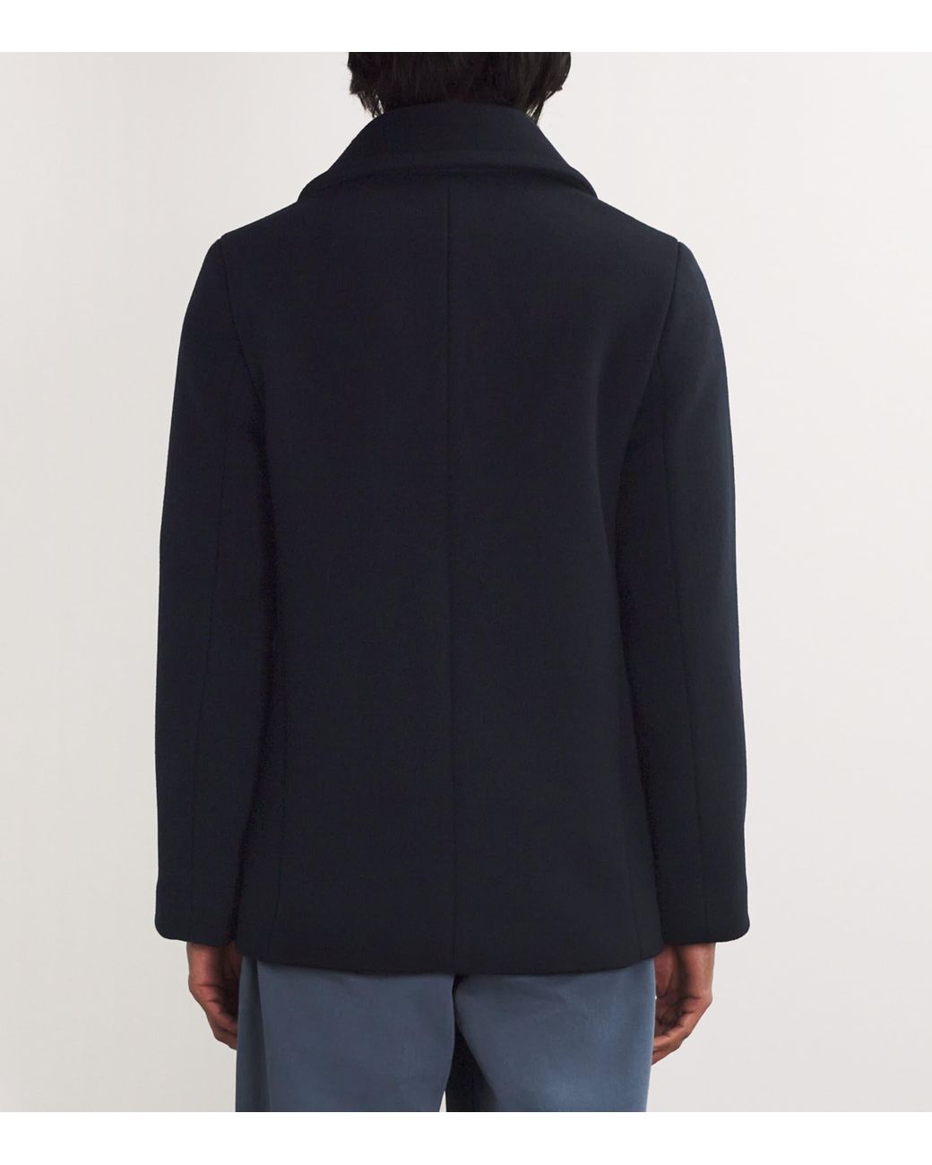 Sandro Blue Wool-Blend Peacoat for men