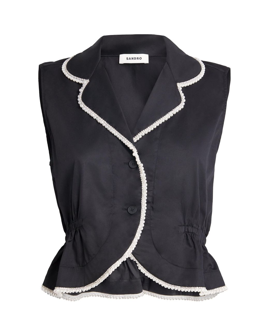 Sandro Black Cotton Embellished Shirt