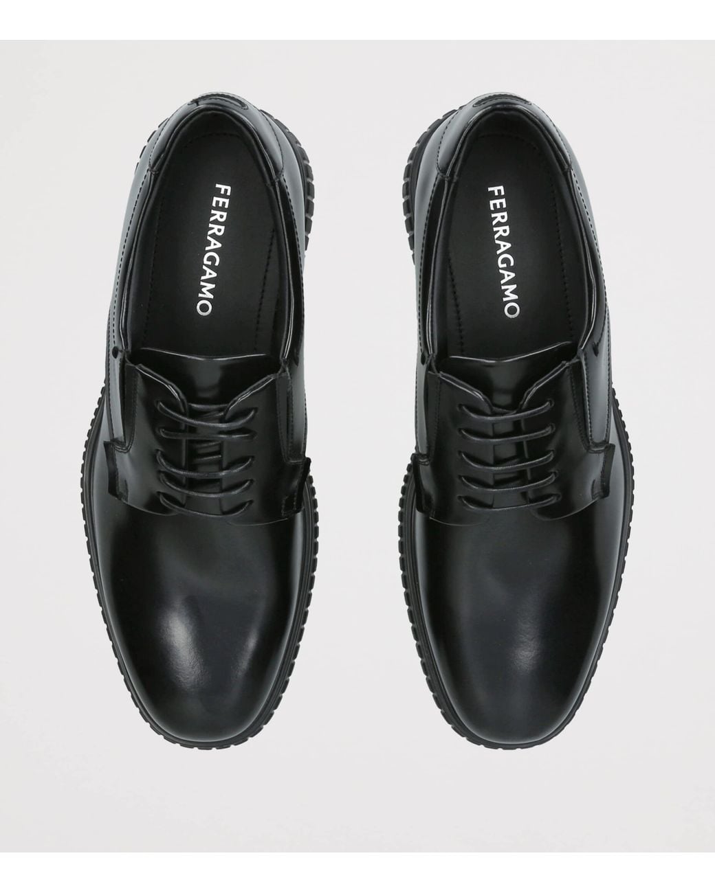 Ferragamo Black Leather Sandro Derby Shoes for men