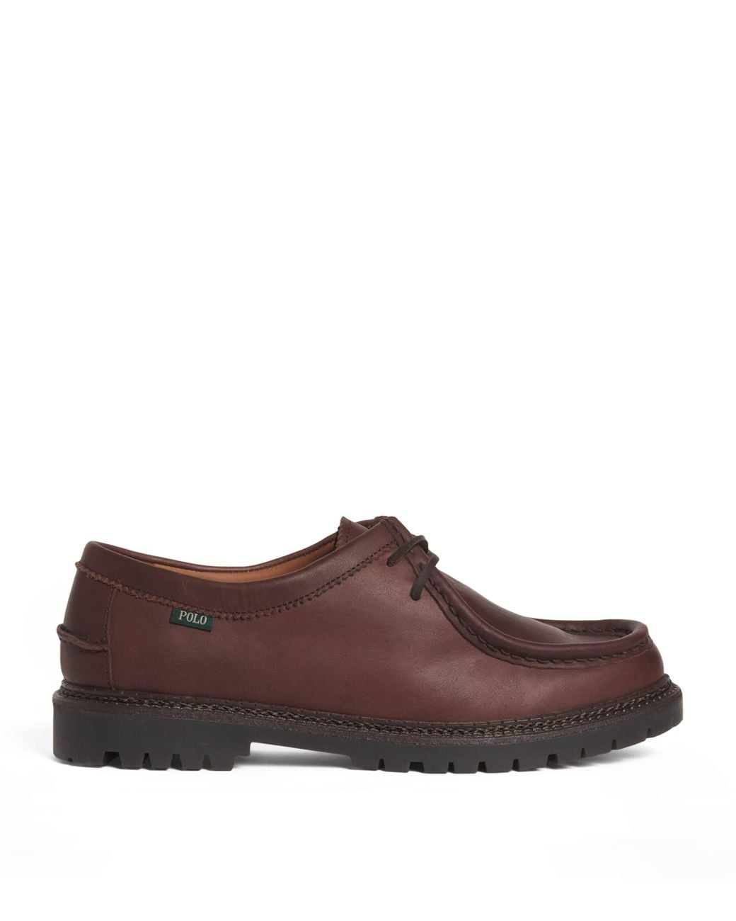 Polo Ralph‎ Lauren Mens Brown Leather Moc Toe Lug Sole Oxford Shoes M7101308-231 Polo Ralph Lauren Country Leather Boots Mens 8.5 Brown Moc  main image 2