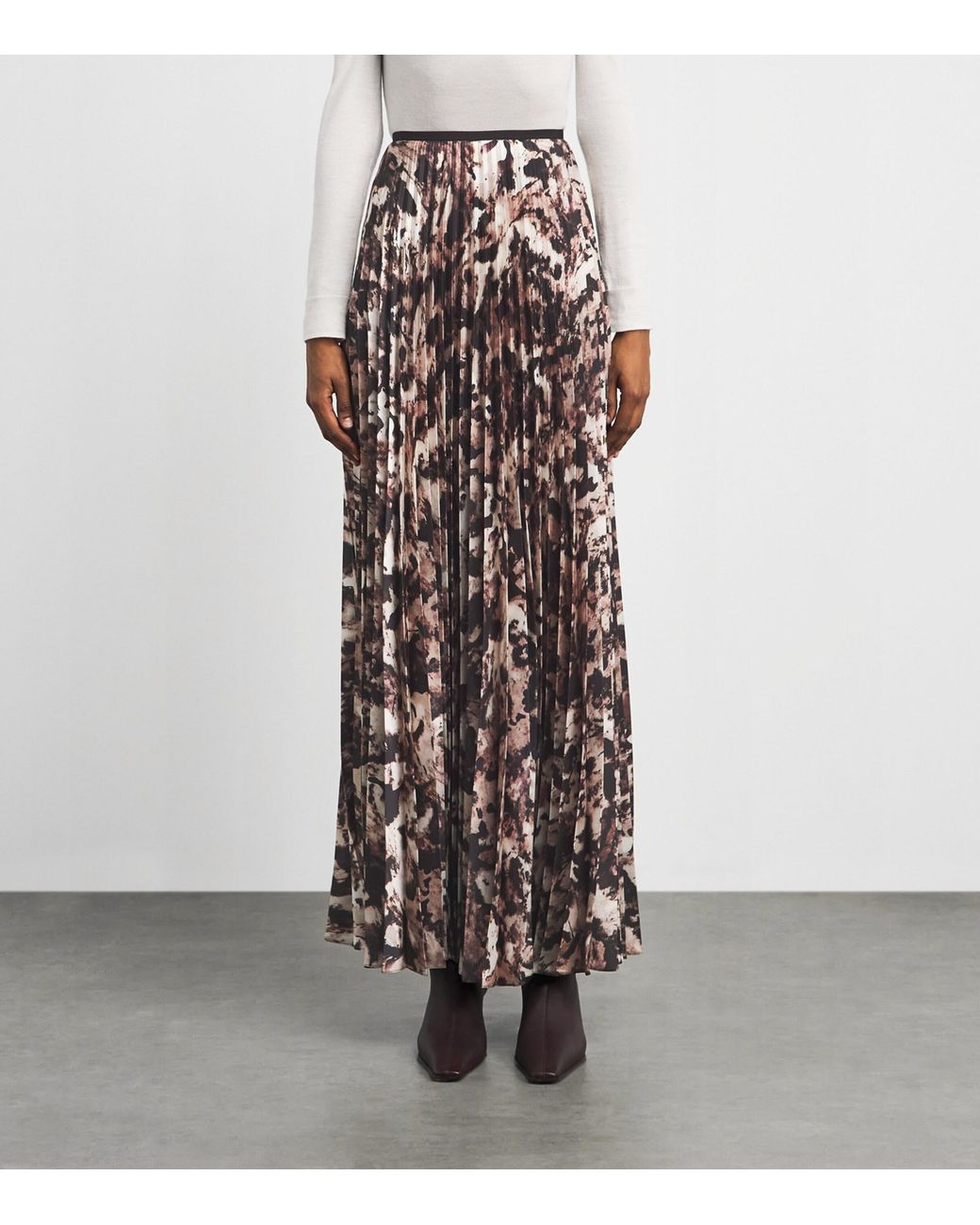 Agnona Multicolor Printed Pleated Midi Skirt