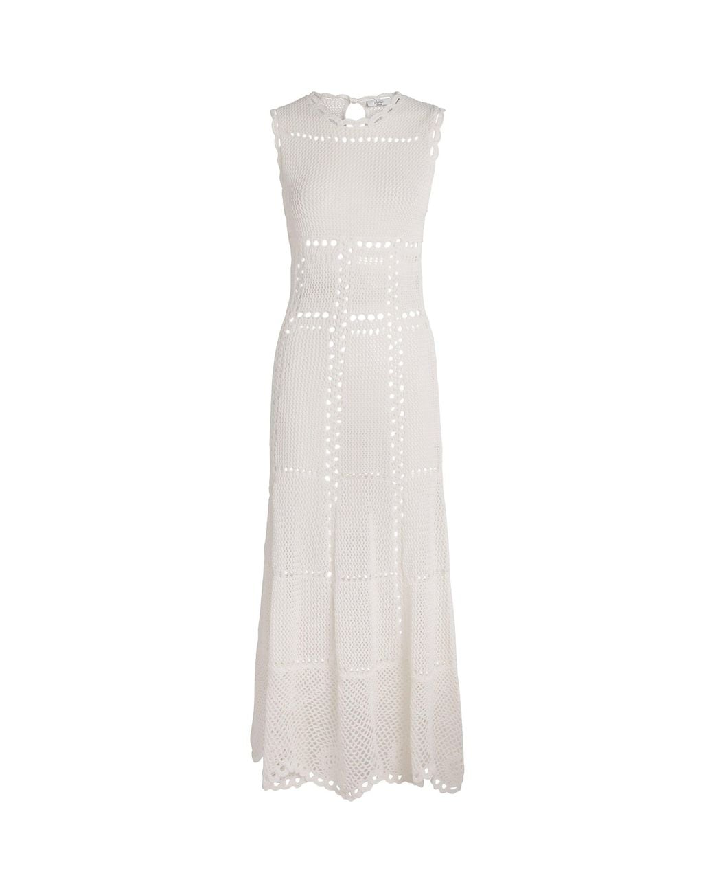 Erdem White Cotton Crochet Maxi Dress