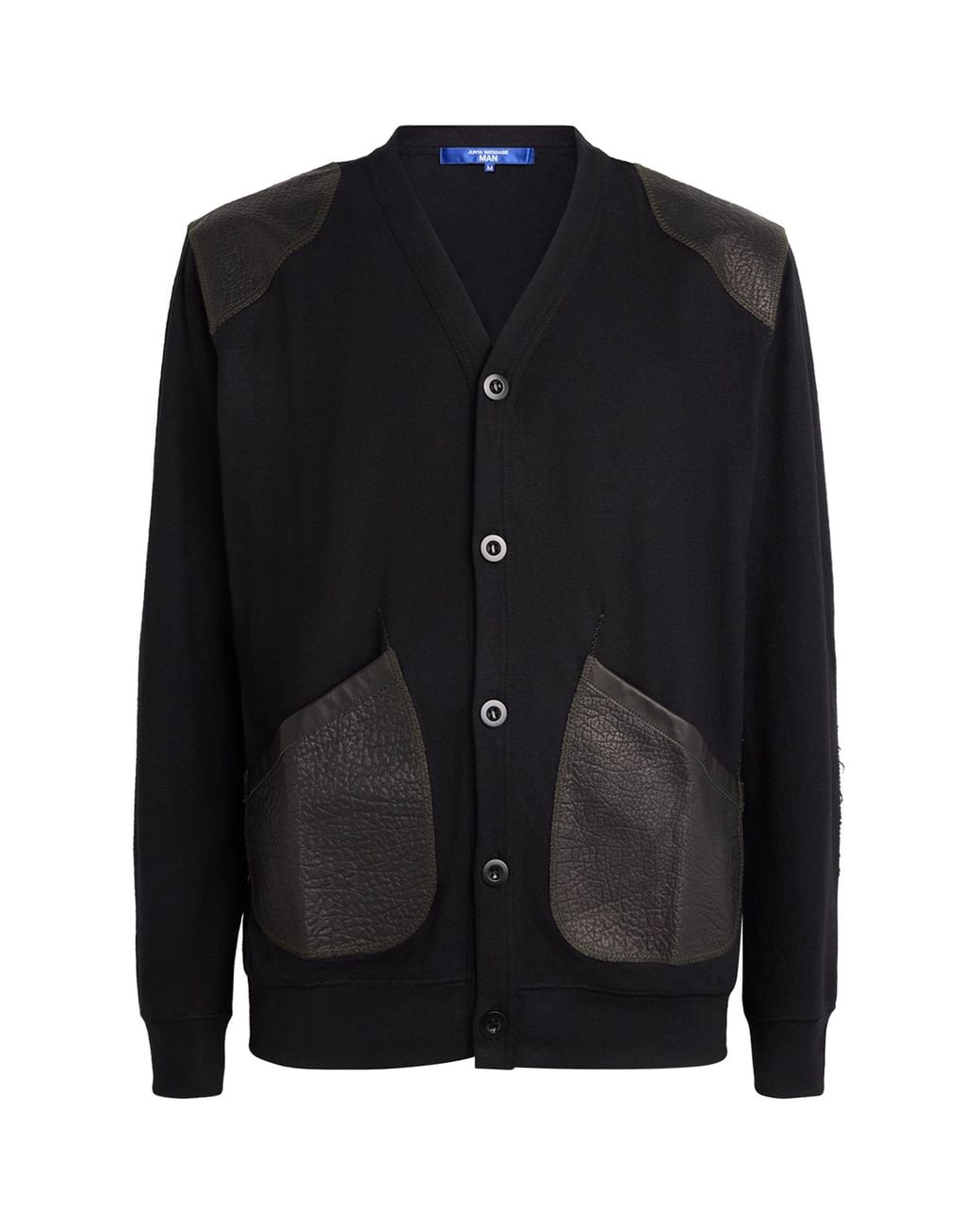 Junya Watanabe Black Wool Leather-Patch Cardigan for men