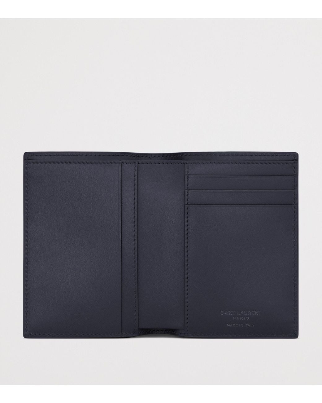 Saint Laurent Blue Calfskin Logo Bifold Wallet for men