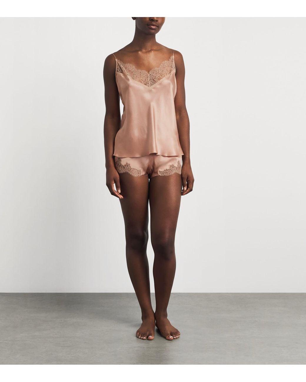 Carine Gilson Pink Silk Cérès Lace Camisole