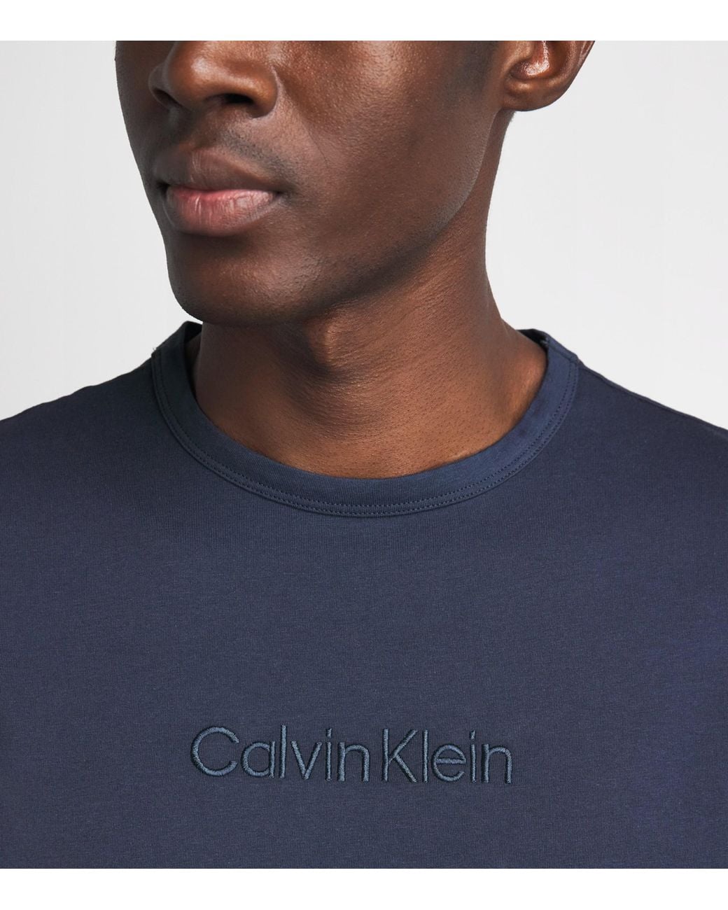 Calvin Klein Blue Cotton Logo Pyjama Top for men