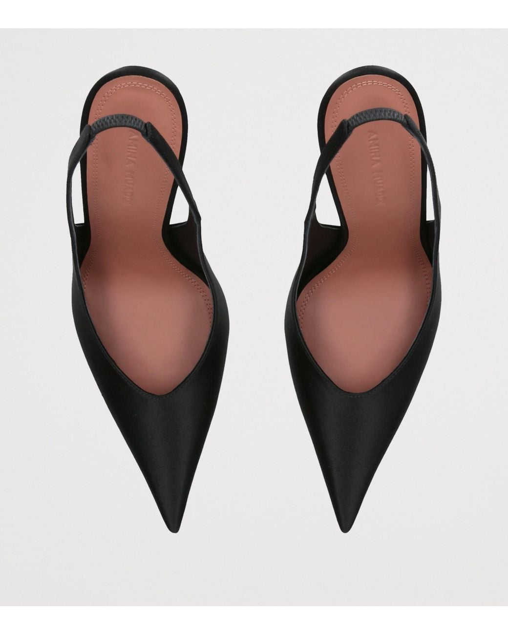 AMINA MUADDI Black Satin Anok Slingback Pumps 105