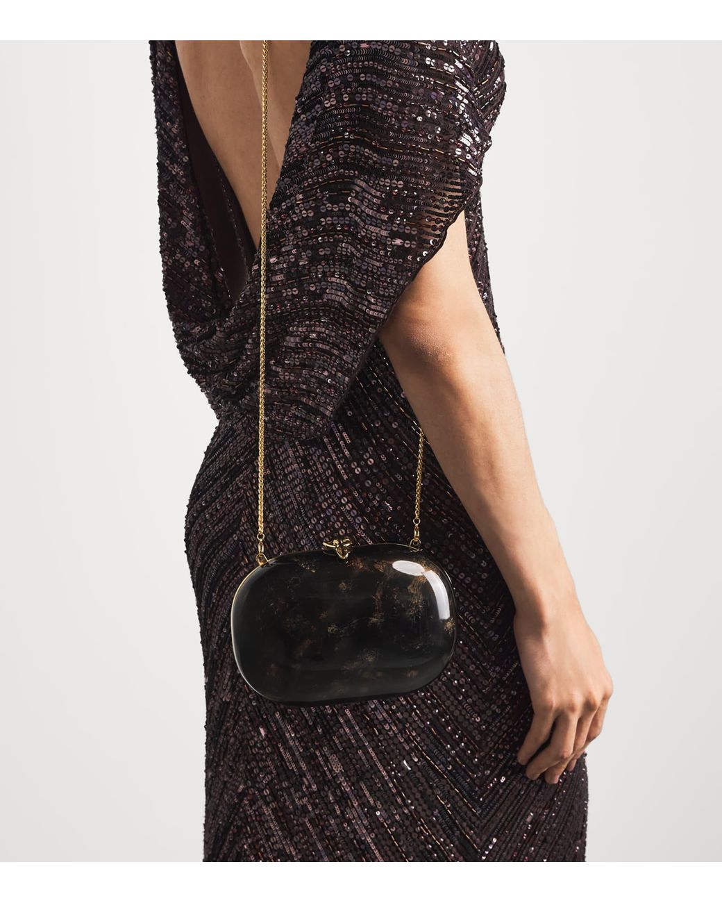 Jeffrey Levinson Black Oval Elina Clutch Bag
