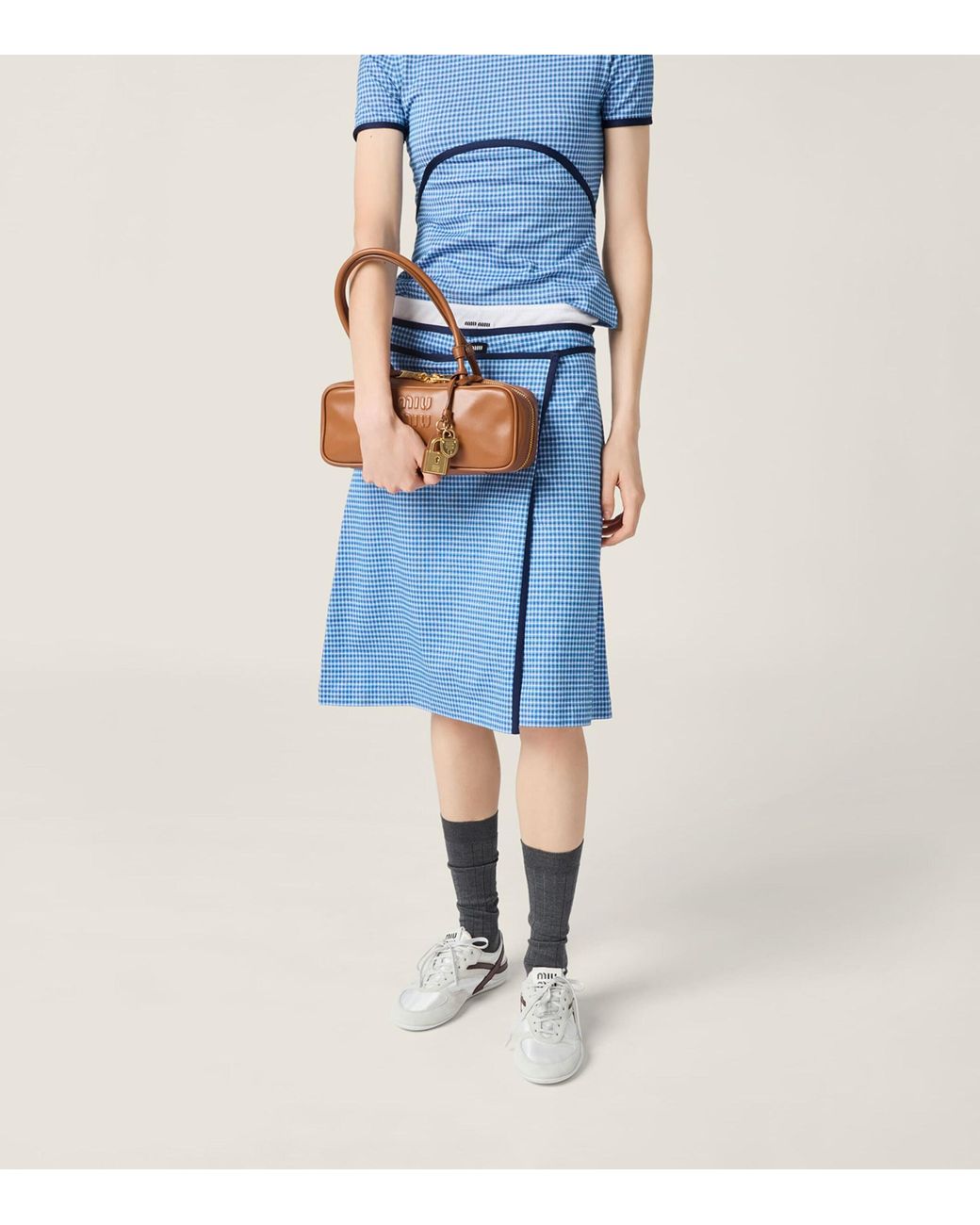 Miu Miu Blue Jersey Wrap-Around Mini Skirt