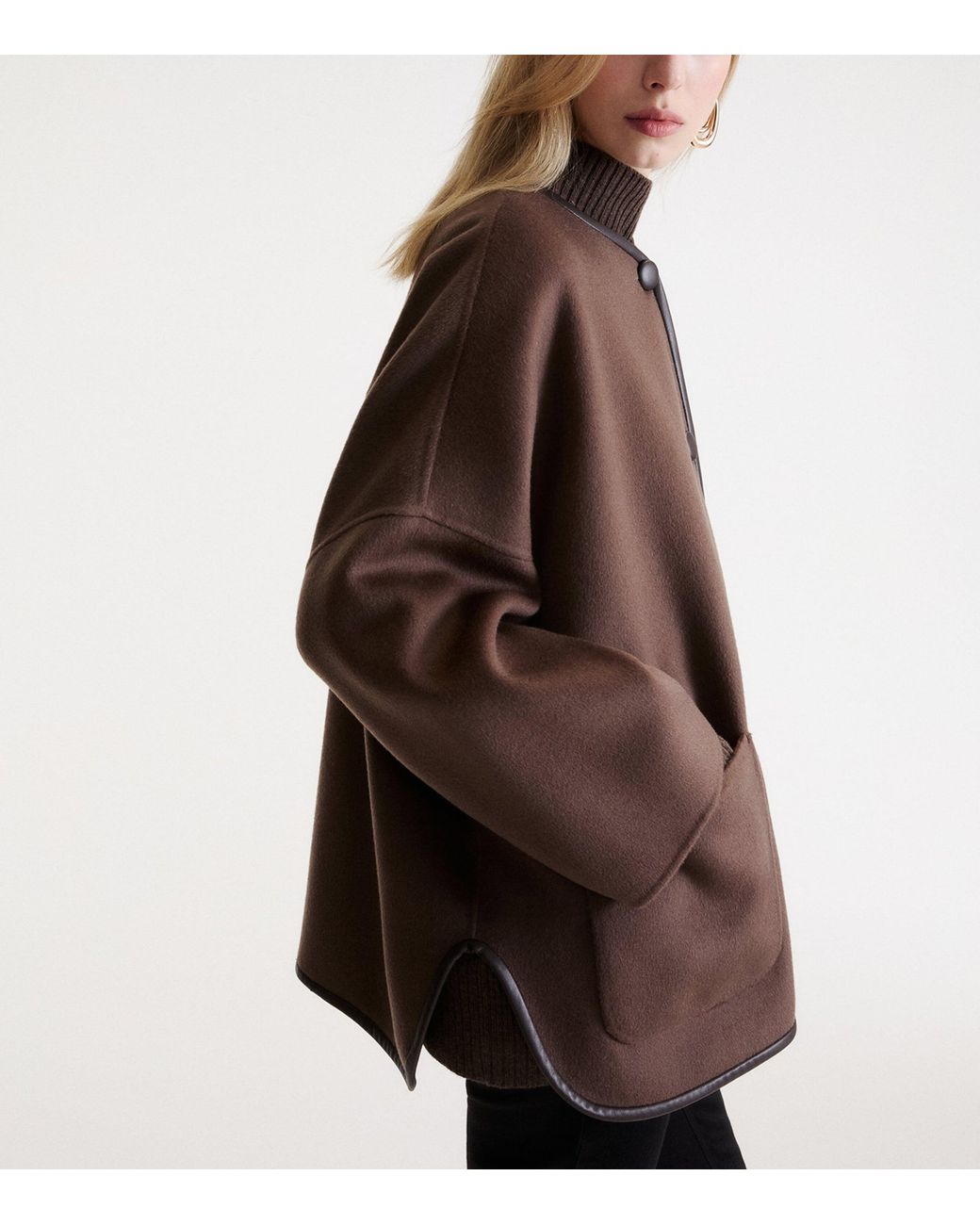 Marella Brown Wool-Blend Buttoned Coat