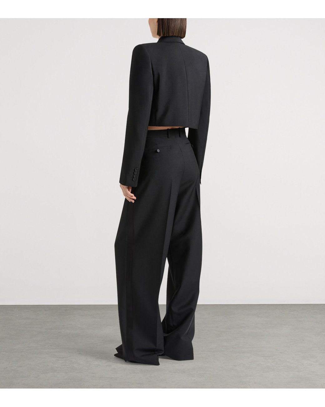 Givenchy Black Wool-Mohair Wide-Leg Trousers