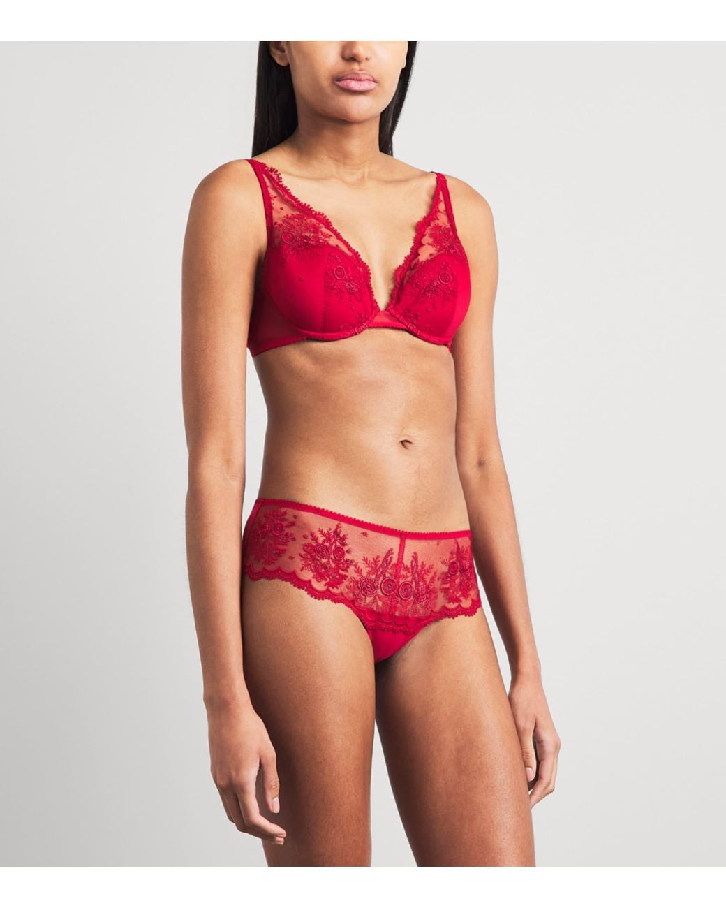 Simone Perele Red Lace Intrigue Shorty Briefs