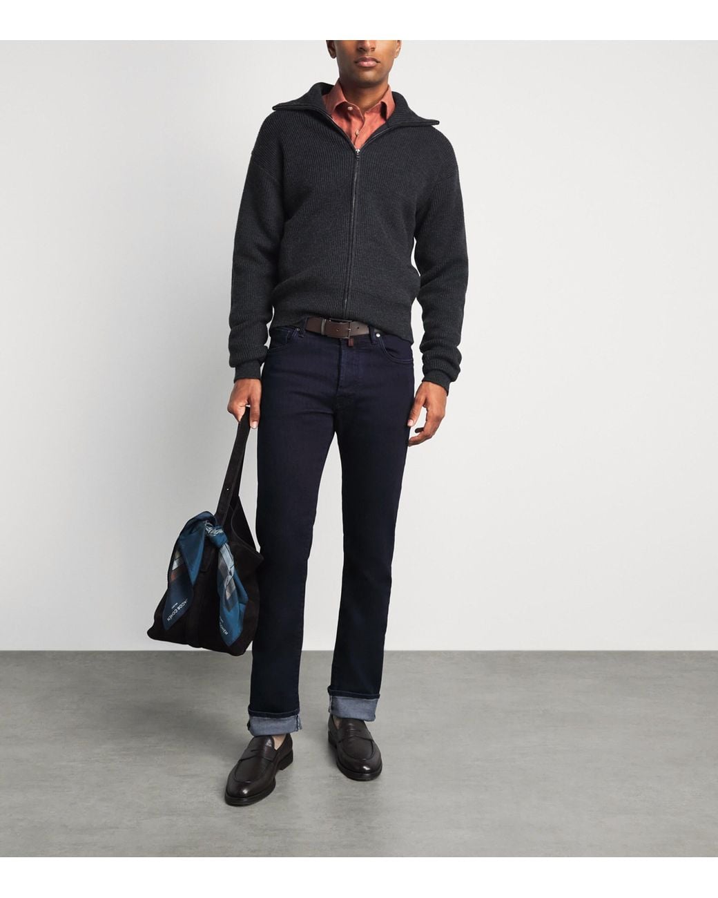 Jacob Cohen Blue Ostrich Leather-Patch Bard Slim Jeans for men