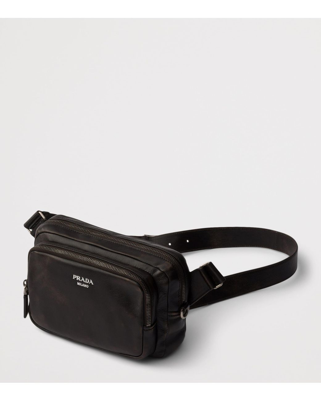 Prada Black Leather Cross-Body Bag for men