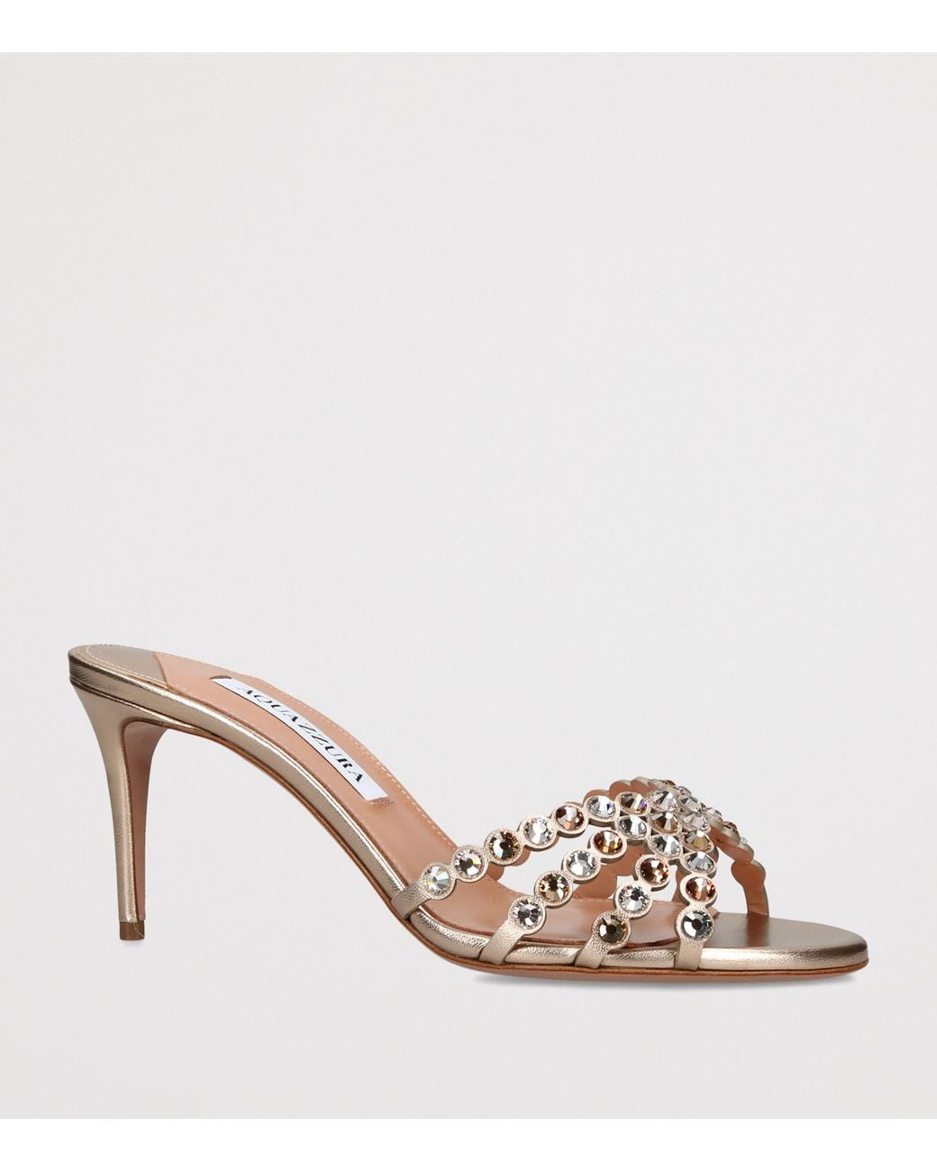 Aquazzura Brown Metallic Leather Embellished Tequila Mules 75