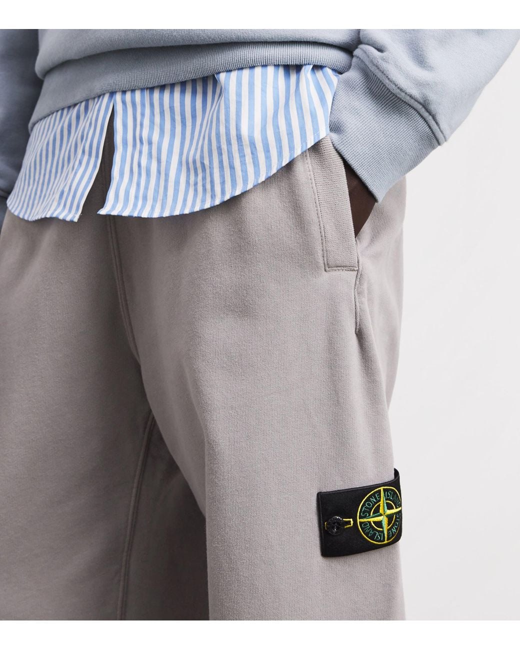 Stone Island Gray Cotton Compass Sweatpants for men