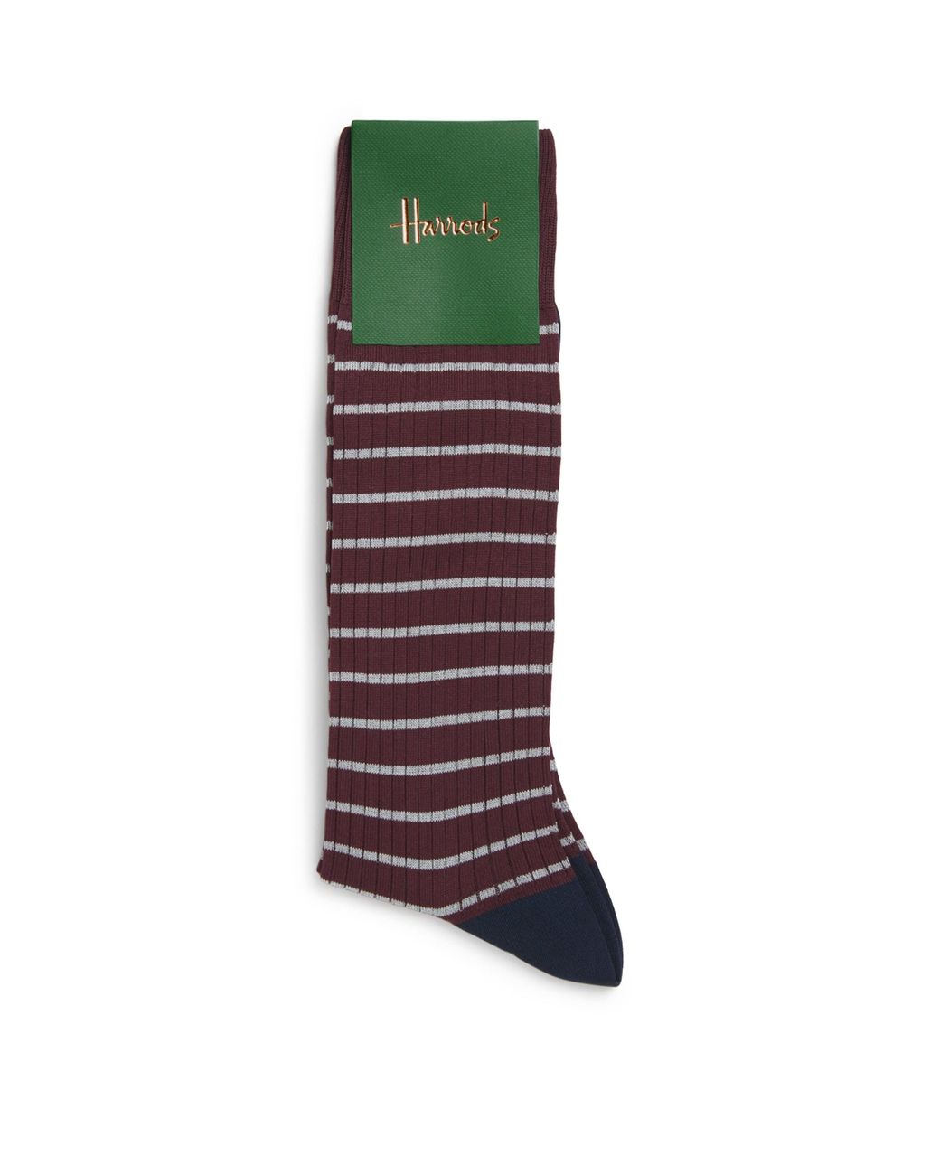 Harrods Red Cotton-Blend Stripe Ribbed Socks for men