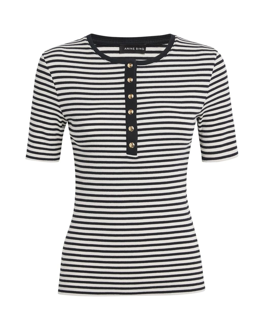 Anine Bing Black Stretch-Cotton Alessia T-Shirt