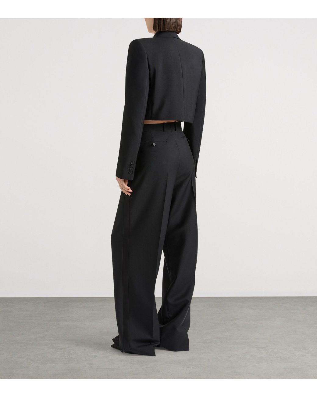 Givenchy Black Wool-Mohair Cropped Blazer
