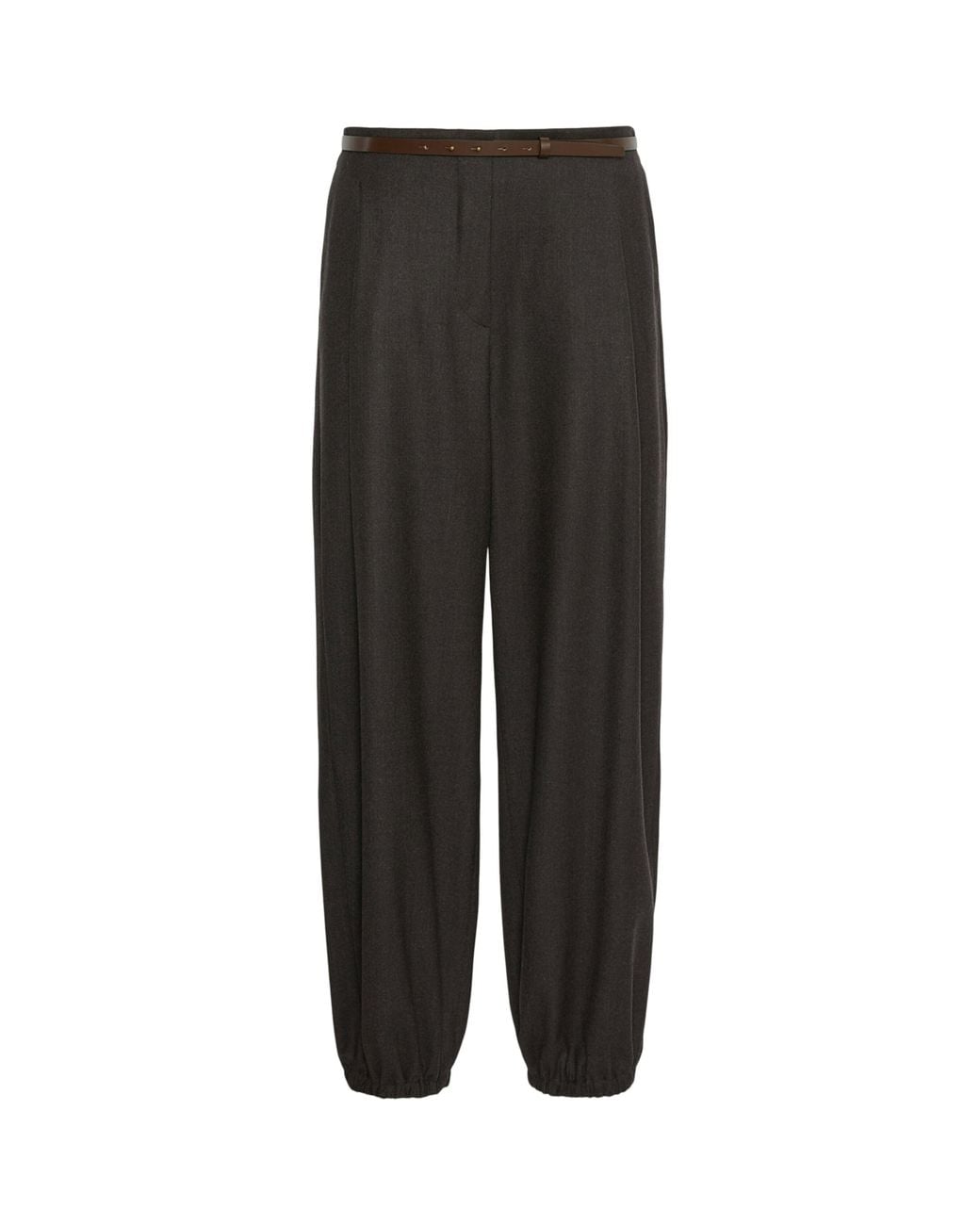 Max Mara Black Virgin Wool Belted Tailored Trousers