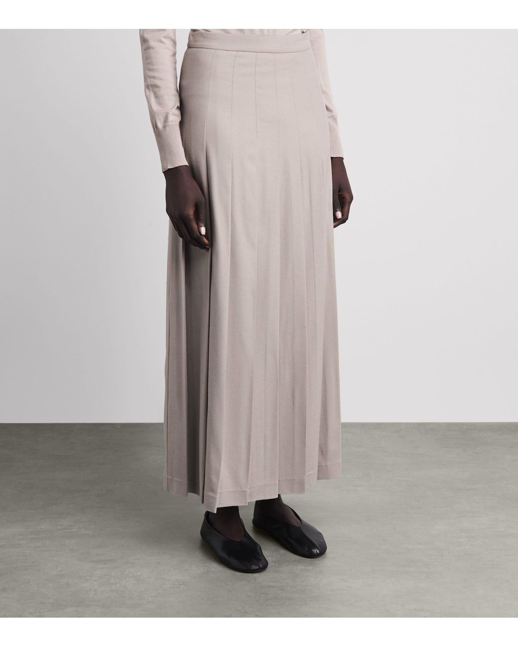 Colombo Gray Cashmere Pleated Maxi Skirt