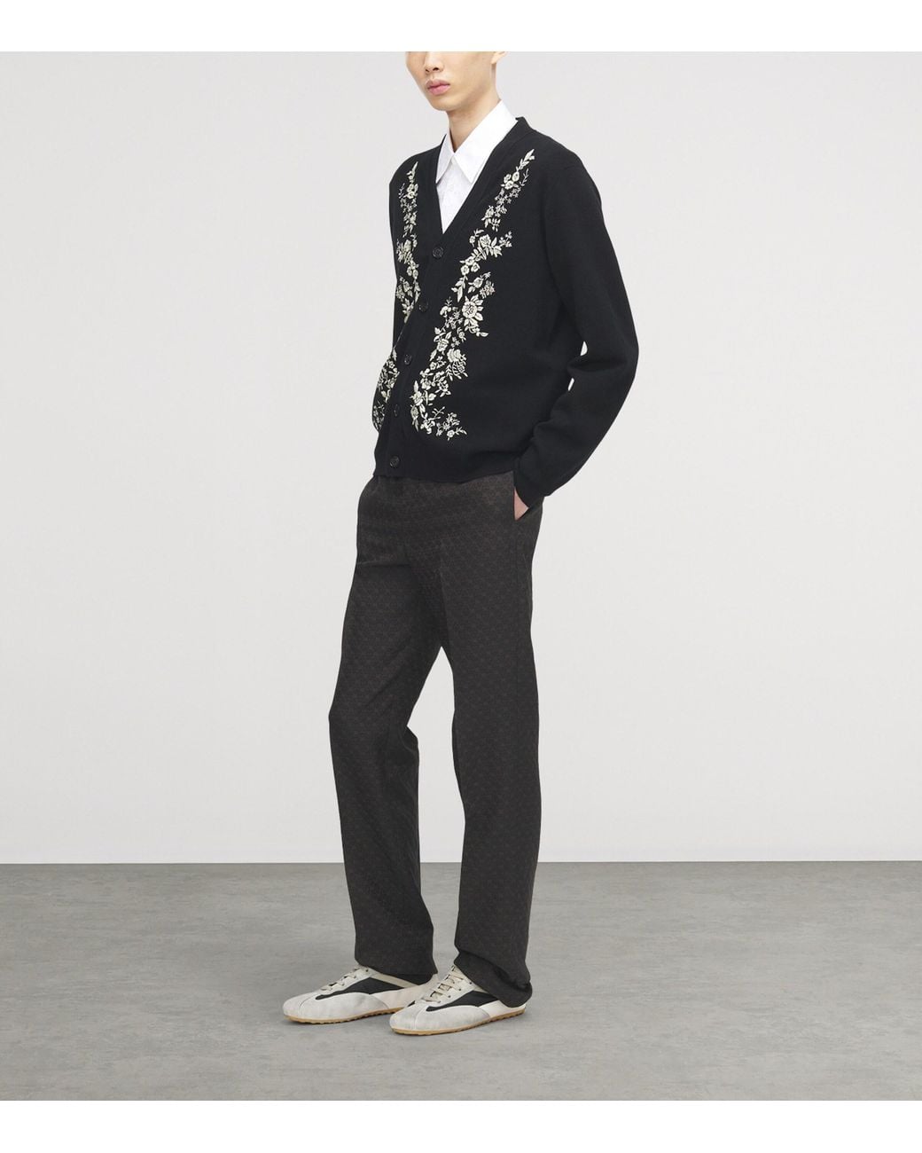 McQueen Black Wool Embroidered Cardigan for men