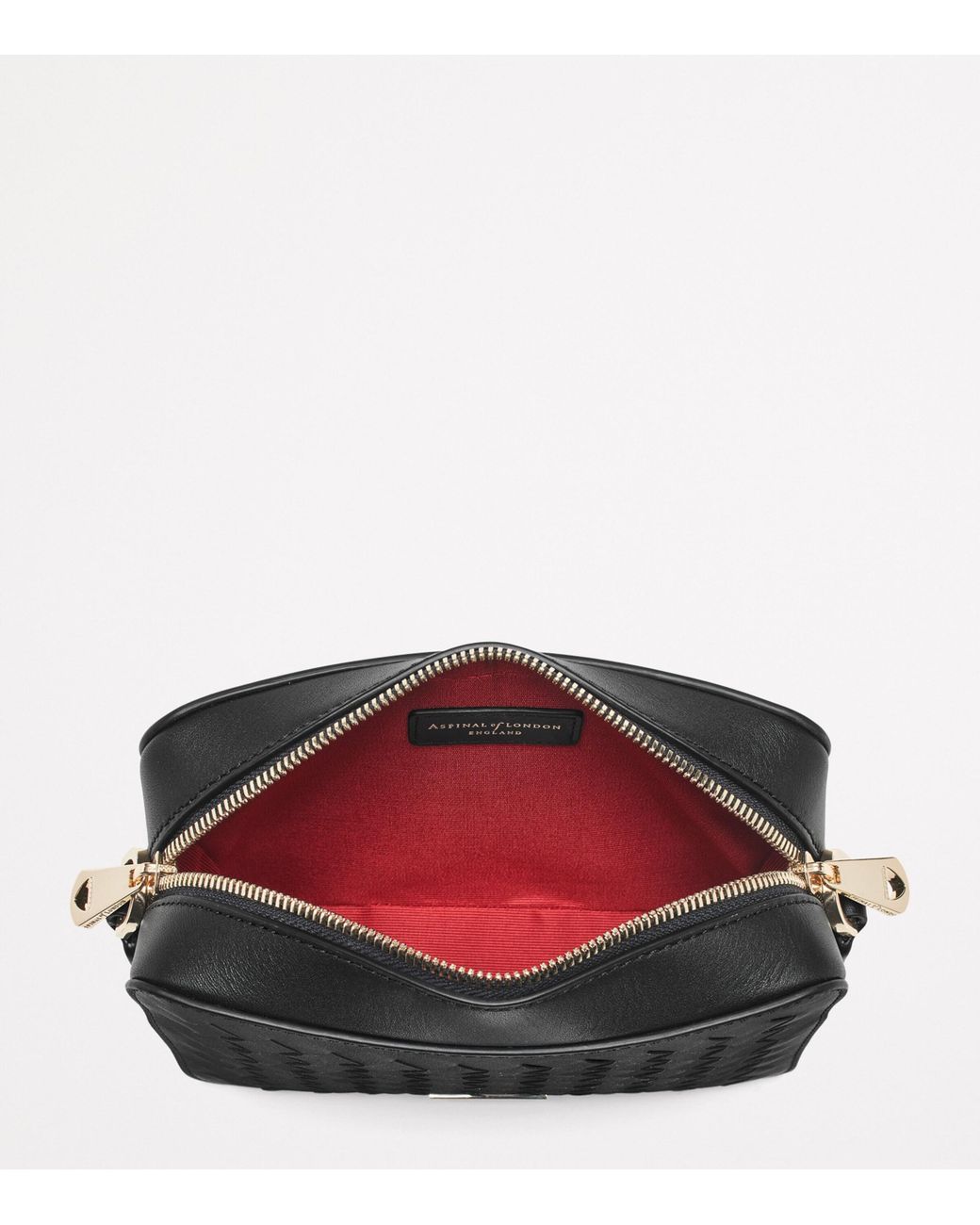 Aspinal Black Leather Slot Weave Camera Bag